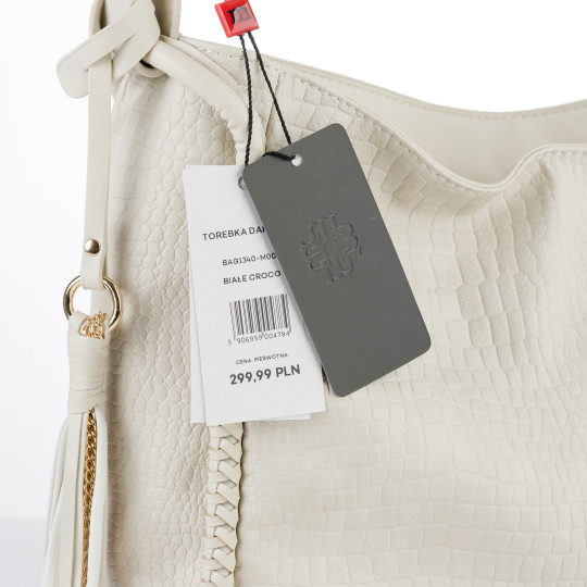 Biała Torba damska z frędzlami Shopper MONNARI