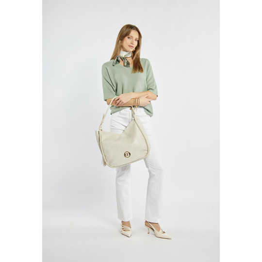 Biała Torba damska z frędzlami Shopper MONNARI