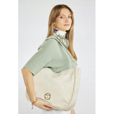 Biała Torba damska z frędzlami Shopper MONNARI 2