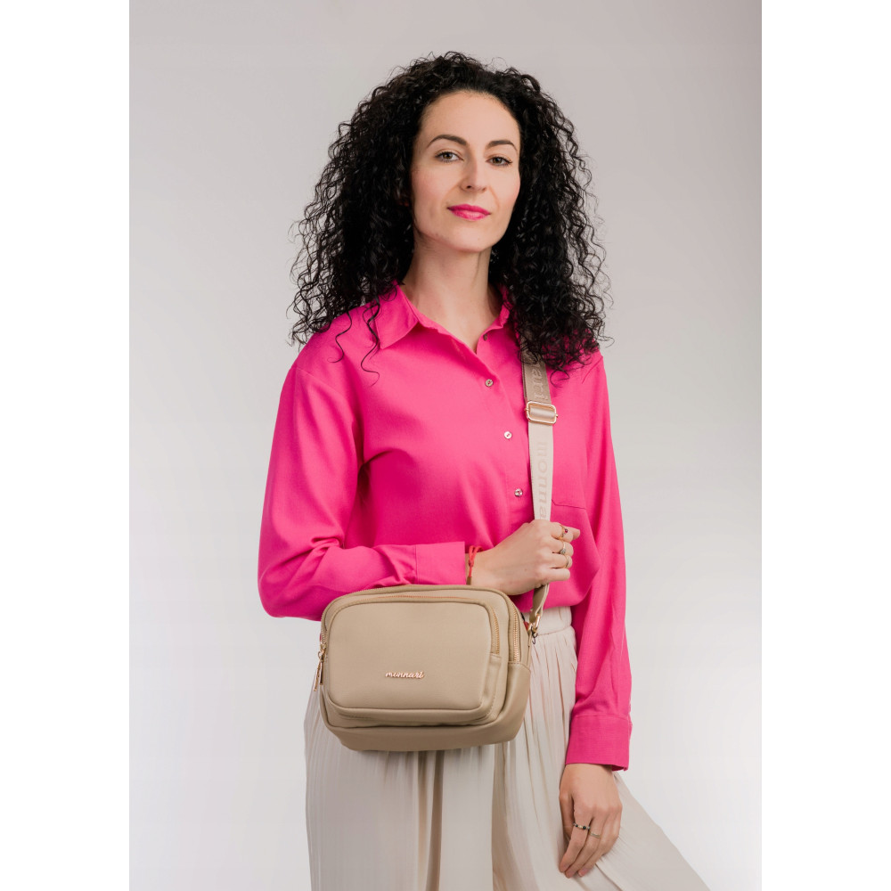 Beżowa Pojemna Listonoszka dwukomorowa MONNARI