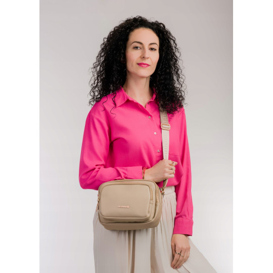 Beżowa Pojemna Listonoszka dwukomorowa MONNARI