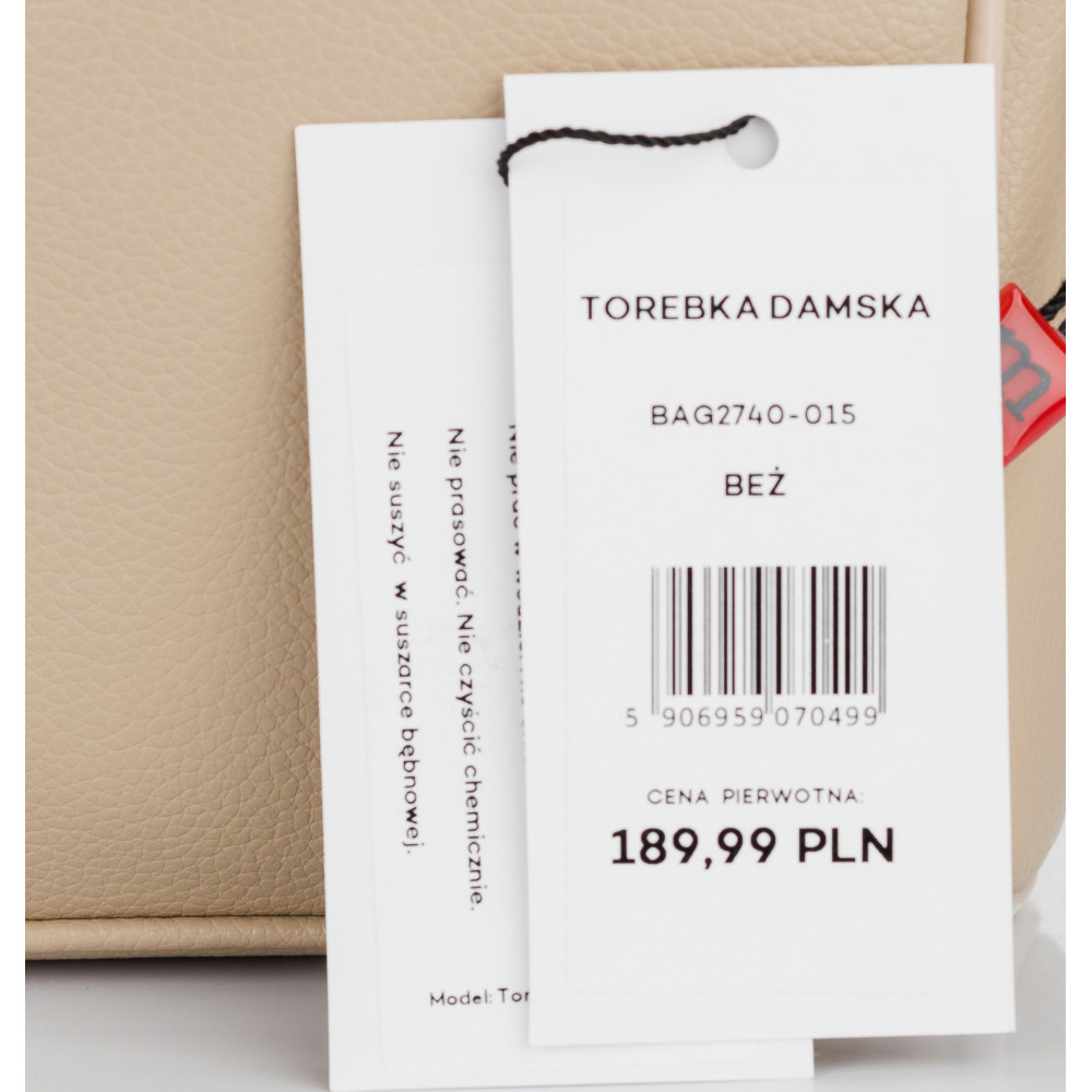 Beżowa Listonoszka damska typu crossbody Monnari