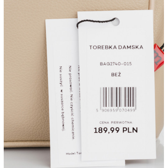 Beżowa Listonoszka damska typu crossbody Monnari