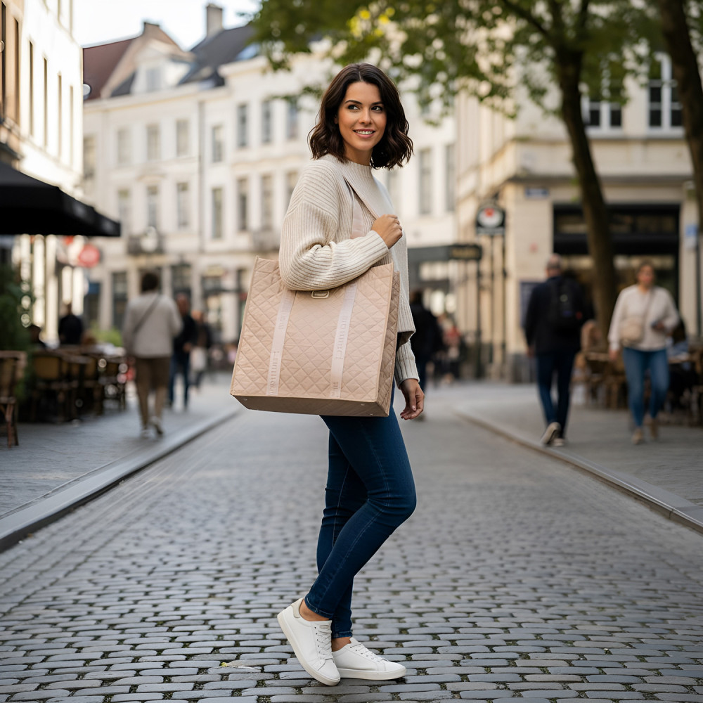 Beżowa SHOPPERKA  DUŻA TORBA  ZAKUPOWA MONNARI