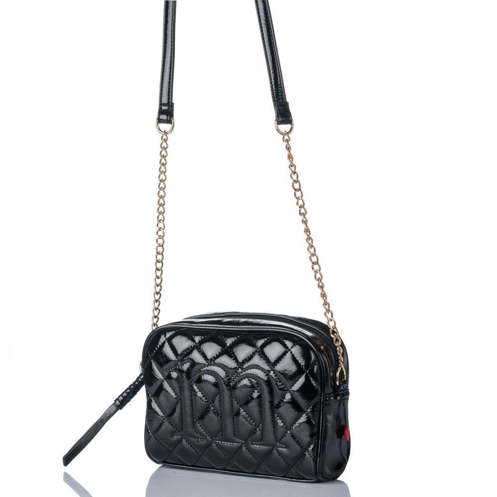 Czarna listonoszka pikowana z połyskiem MONNARI