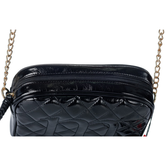 Czarna listonoszka pikowana z połyskiem MONNARI