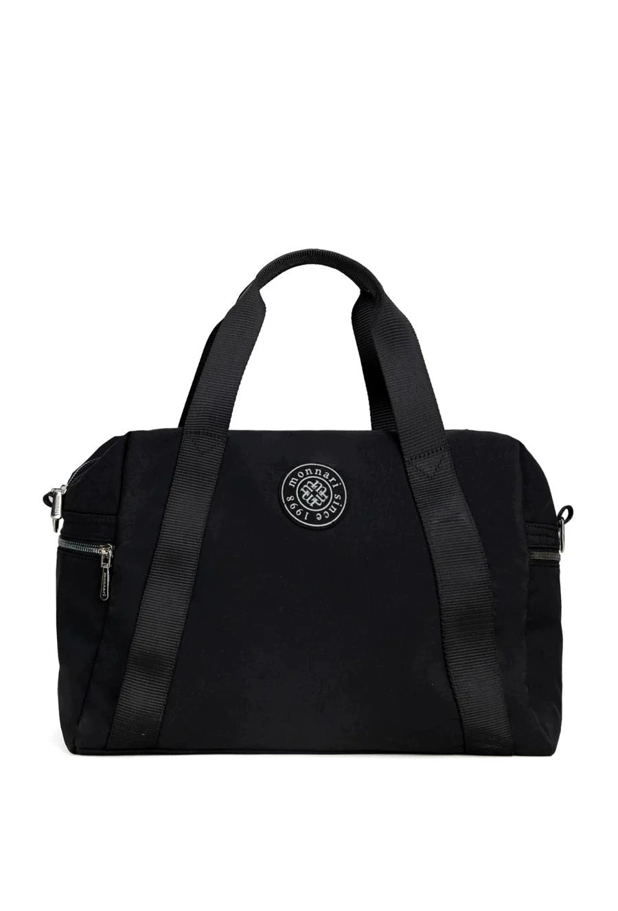 Torba sportowa damska Monnari 42 × 28 cm, srebrne okucia – czarna