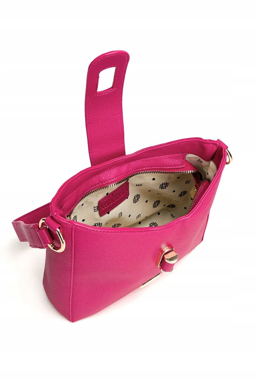 Listonoszka damska Monnari mała z logo na pasku – różowa