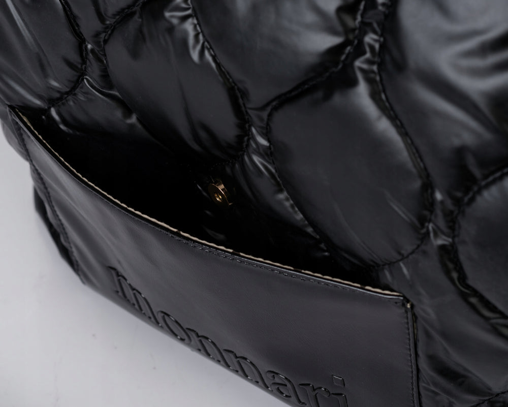 Torba shopper damska Monnari pikowana z logo – czarna