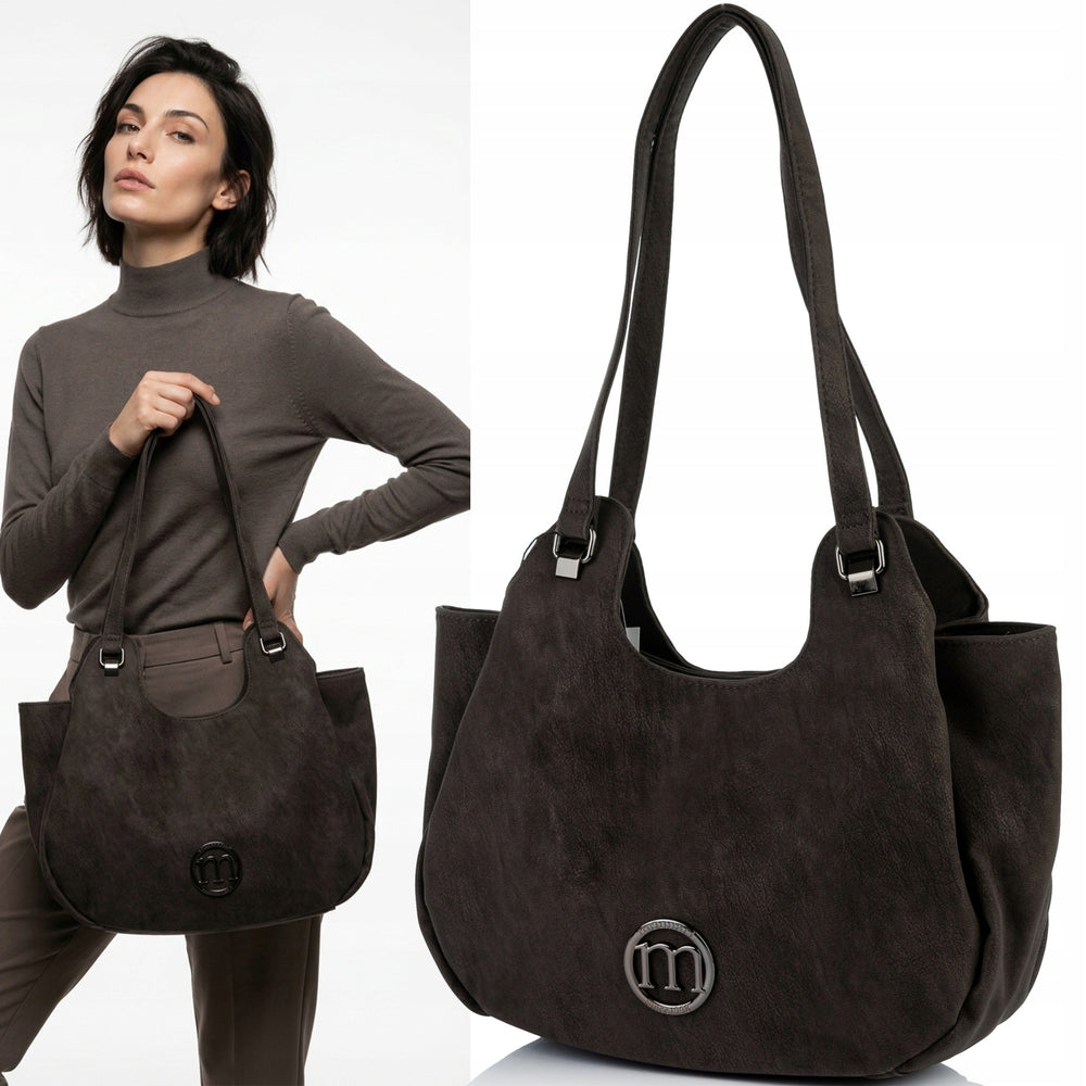 Torebka shopper worek Monnari 3-komorowa – ciemnobrązowa