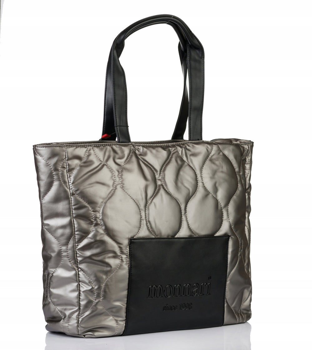Torba shopper damska Monnari pikowana z logo – granatowa