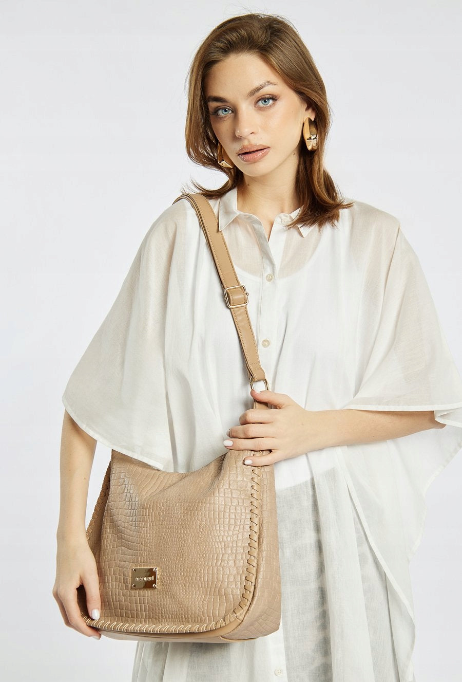 Torebka worek shopper damska Monnari na ramię – nude