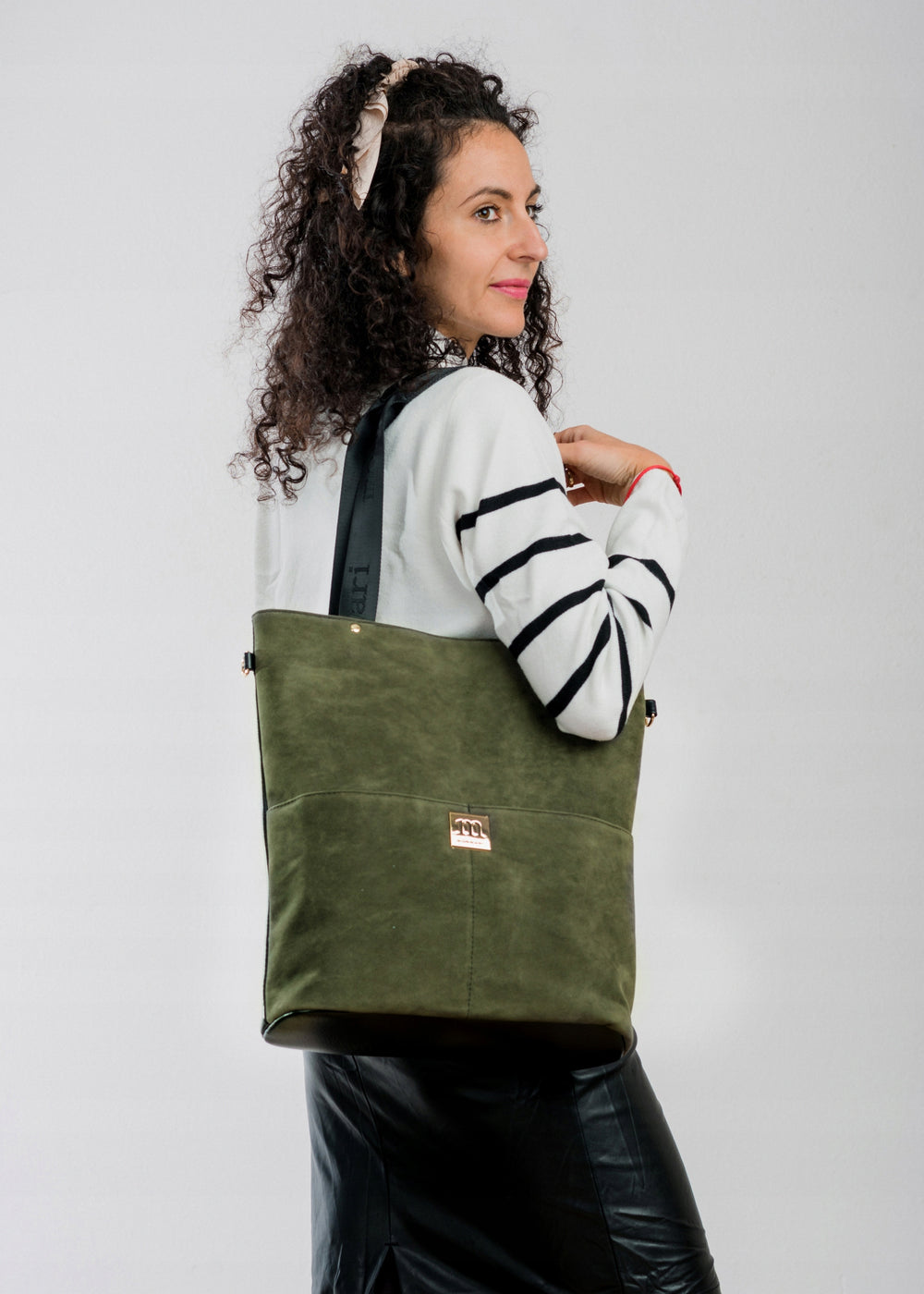 Torba shopper damska Monnari zamszowa – zielona