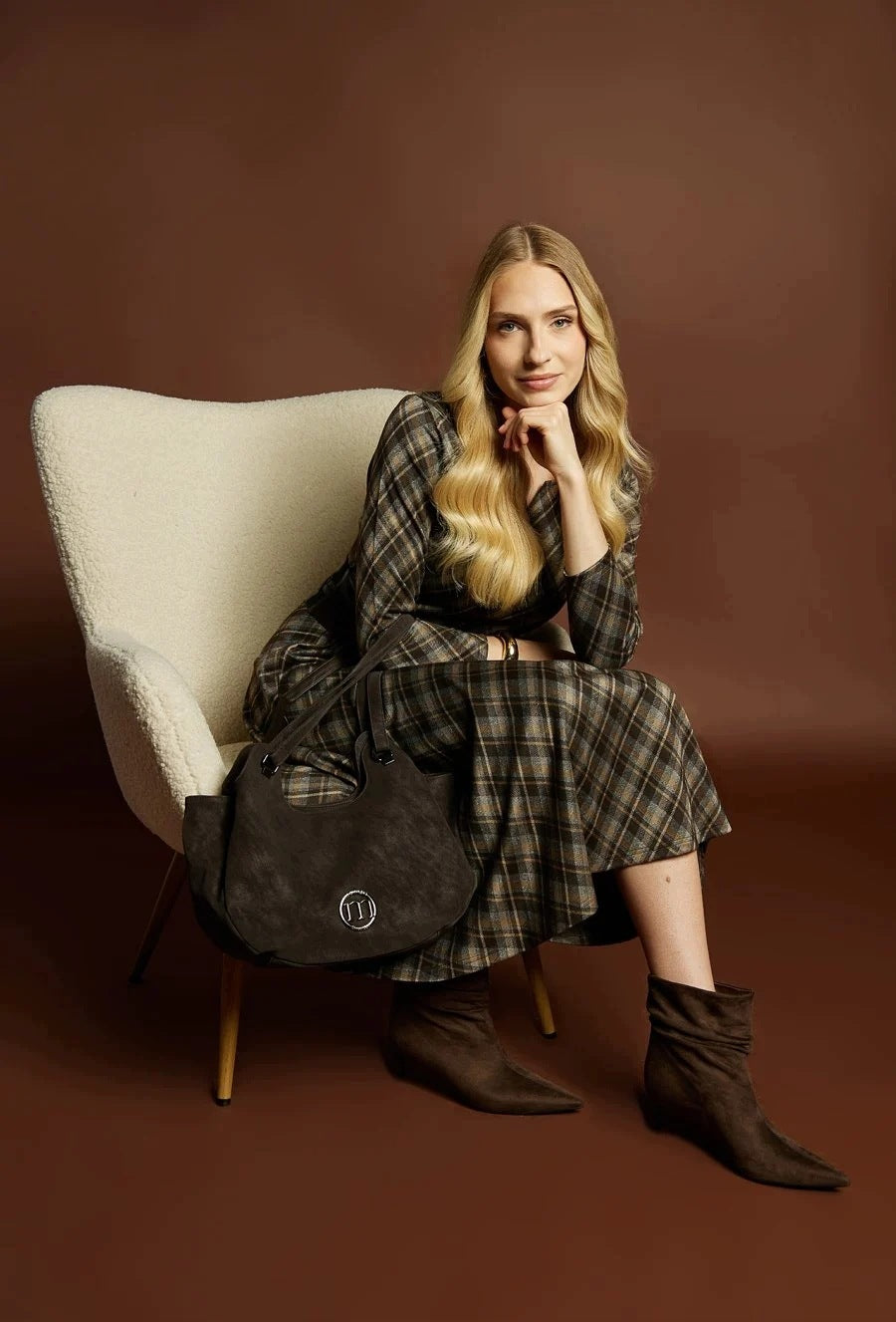 Torebka shopper worek Monnari 3-komorowa – ciemnobrązowa – zdjęcie 3