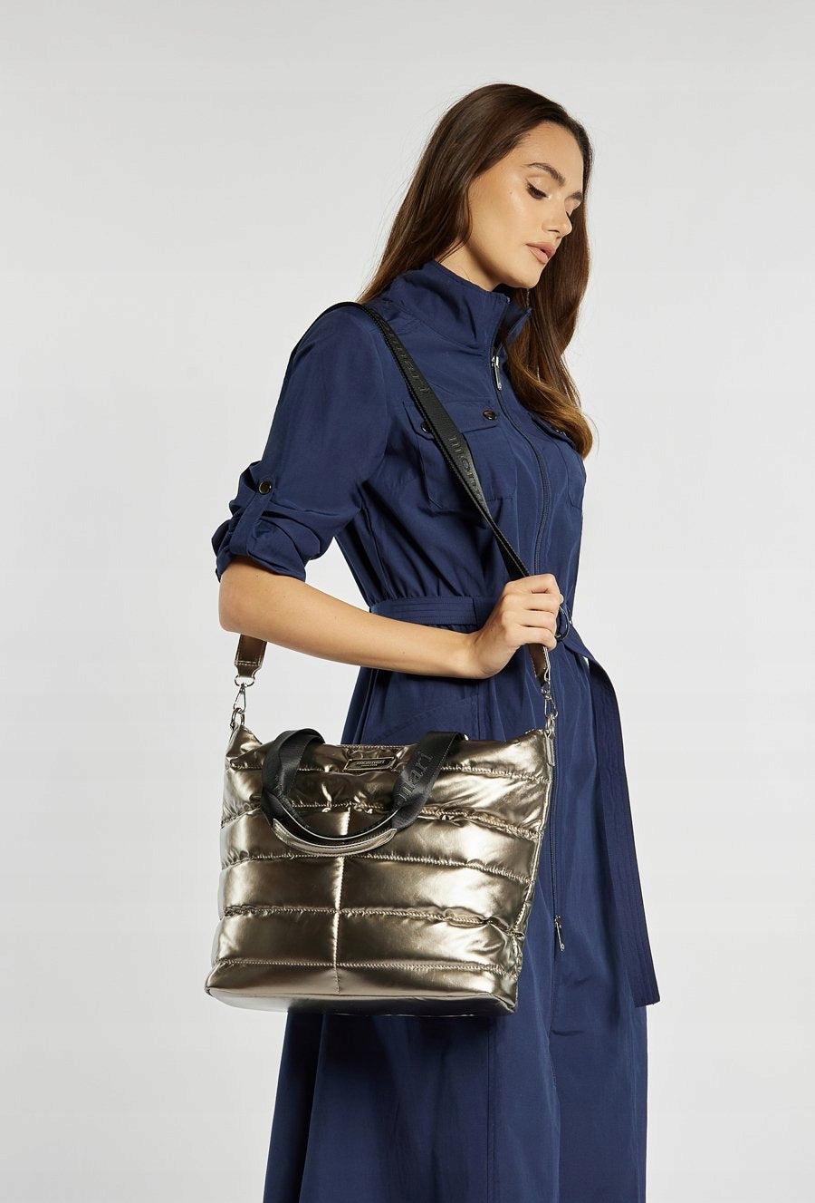 Torba shopper damska Monnari duża – metaliczna
