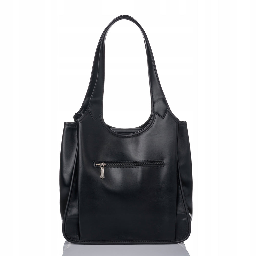Torebka shopper damska Monnari 3-komorowa, złote okucia – czarna