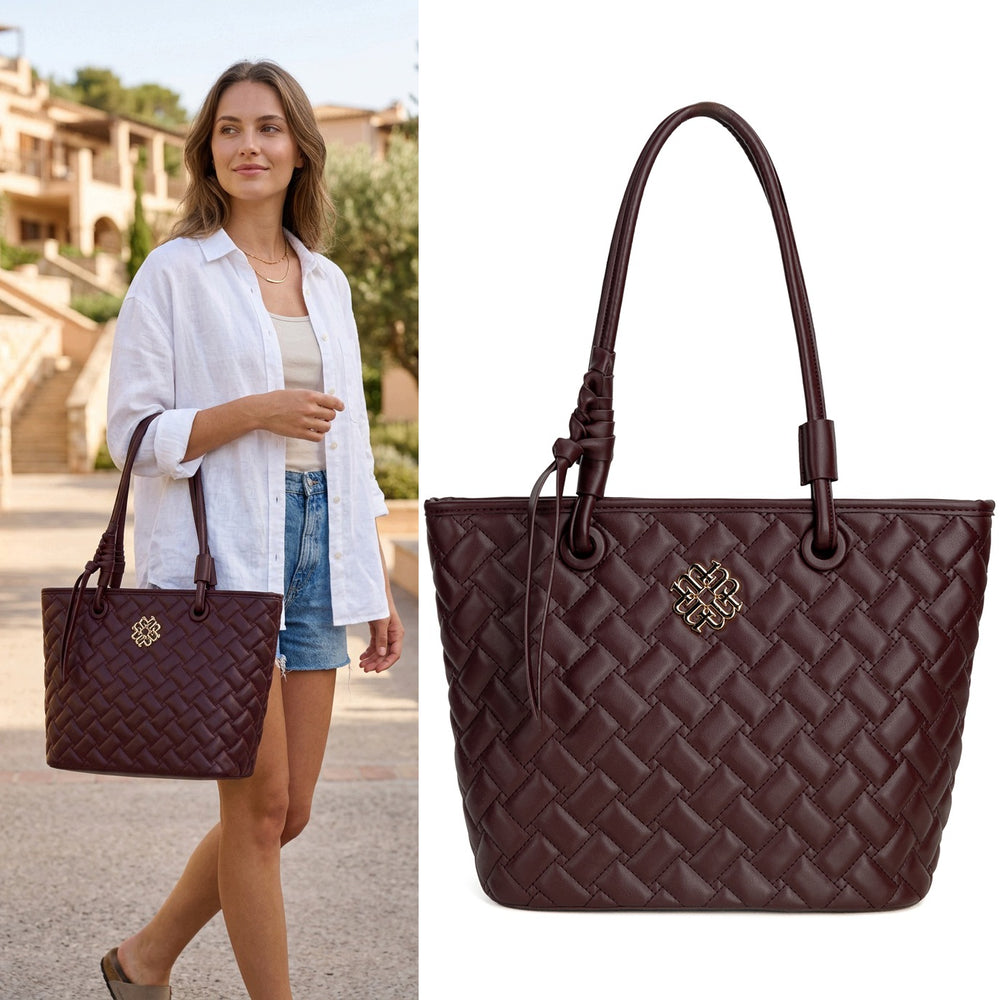 Torba shopper damska Monnari duża na ramię – burgundowa