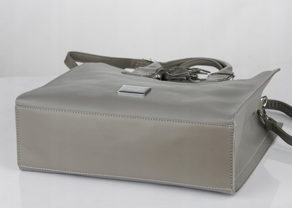 Torba shopper Monnari z pomponem, miejska – szara