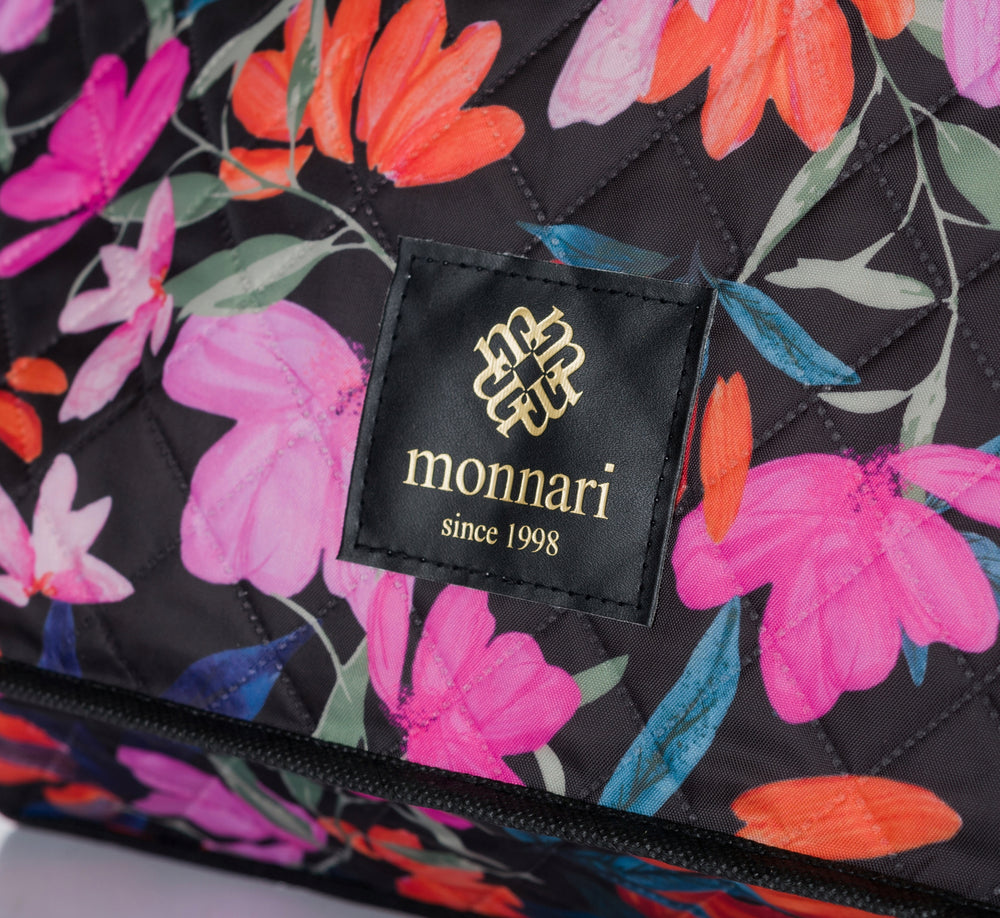 Torba na zakupy Monnari składana, shopper w kwiaty – czarna