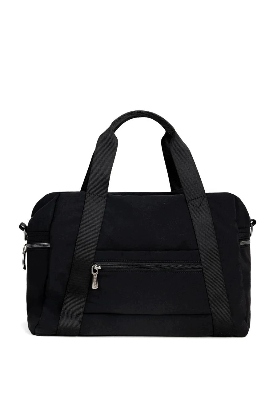 Torba sportowa damska Monnari 42 × 28 cm, srebrne okucia – czarna