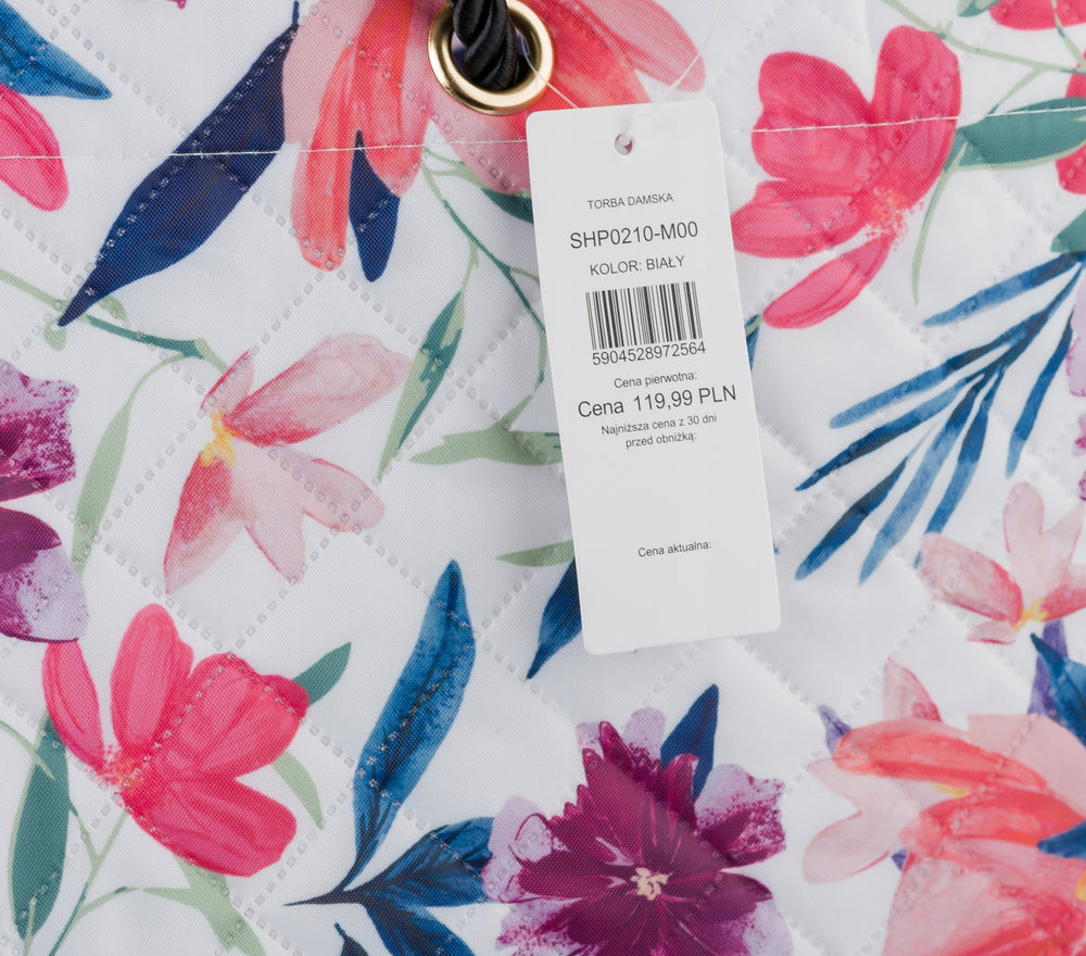 Torba na zakupy Monnari składana, shopper w kwiaty – biała
