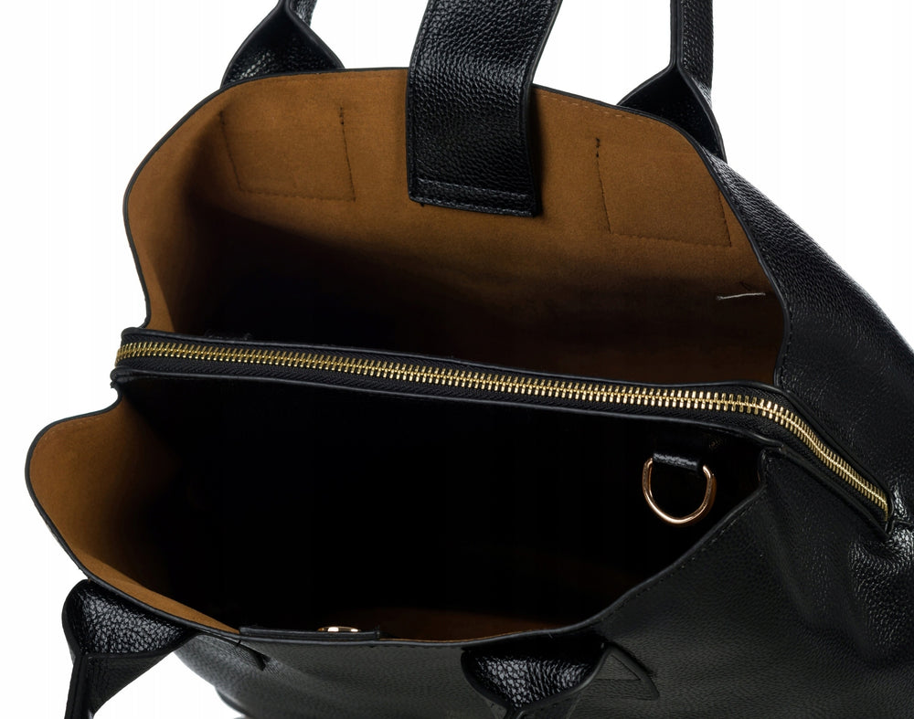 Torebka kuferek shopper Monnari pikowana w groszki, do pracy A4 – czarna – zdjęcie 12