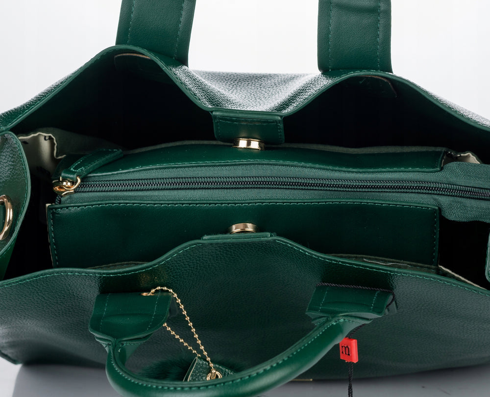 Torba shopper Monnari z pomponem, miejska – zielona
