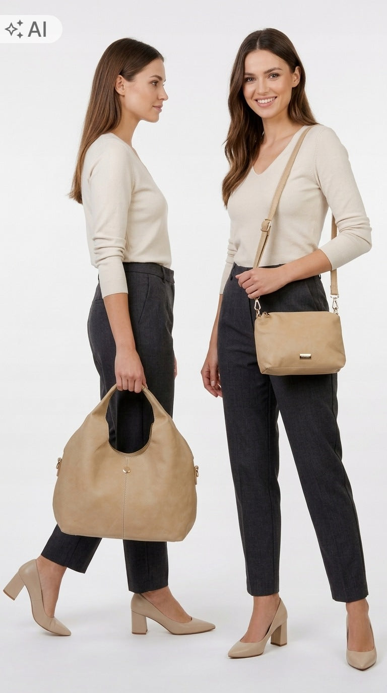 Torebka shopper z listonoszką 2w1 Monnari – beżowa
