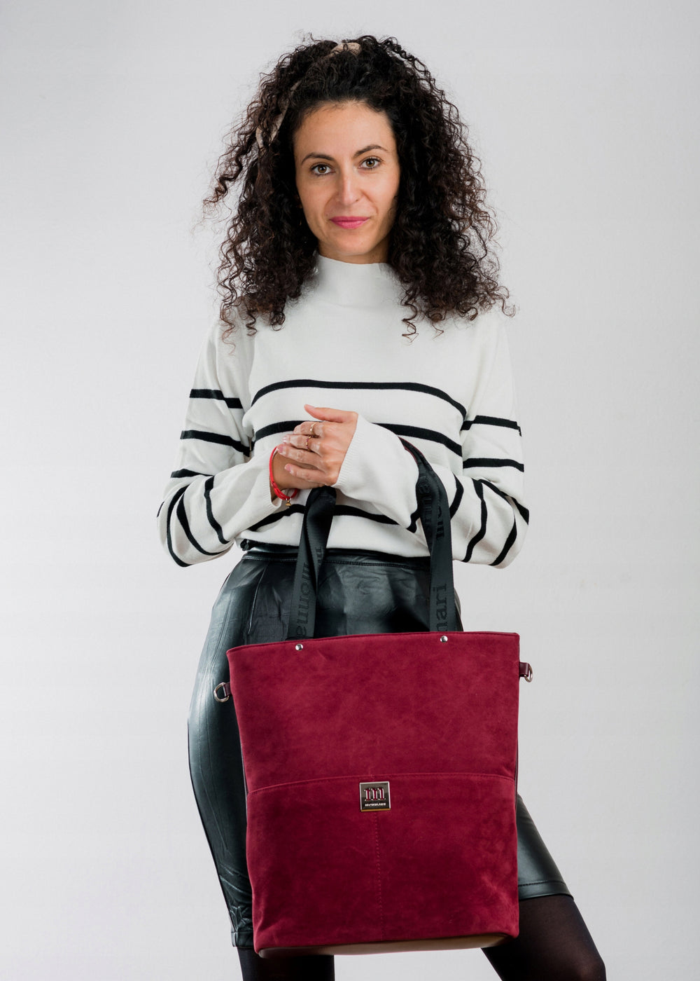 Torba shopper damska Monnari zamszowa – burgundowa