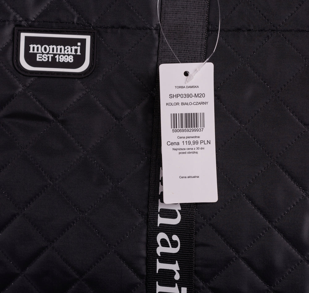 Torba shopper damska Monnari duża A4, wodoodporna – czarna