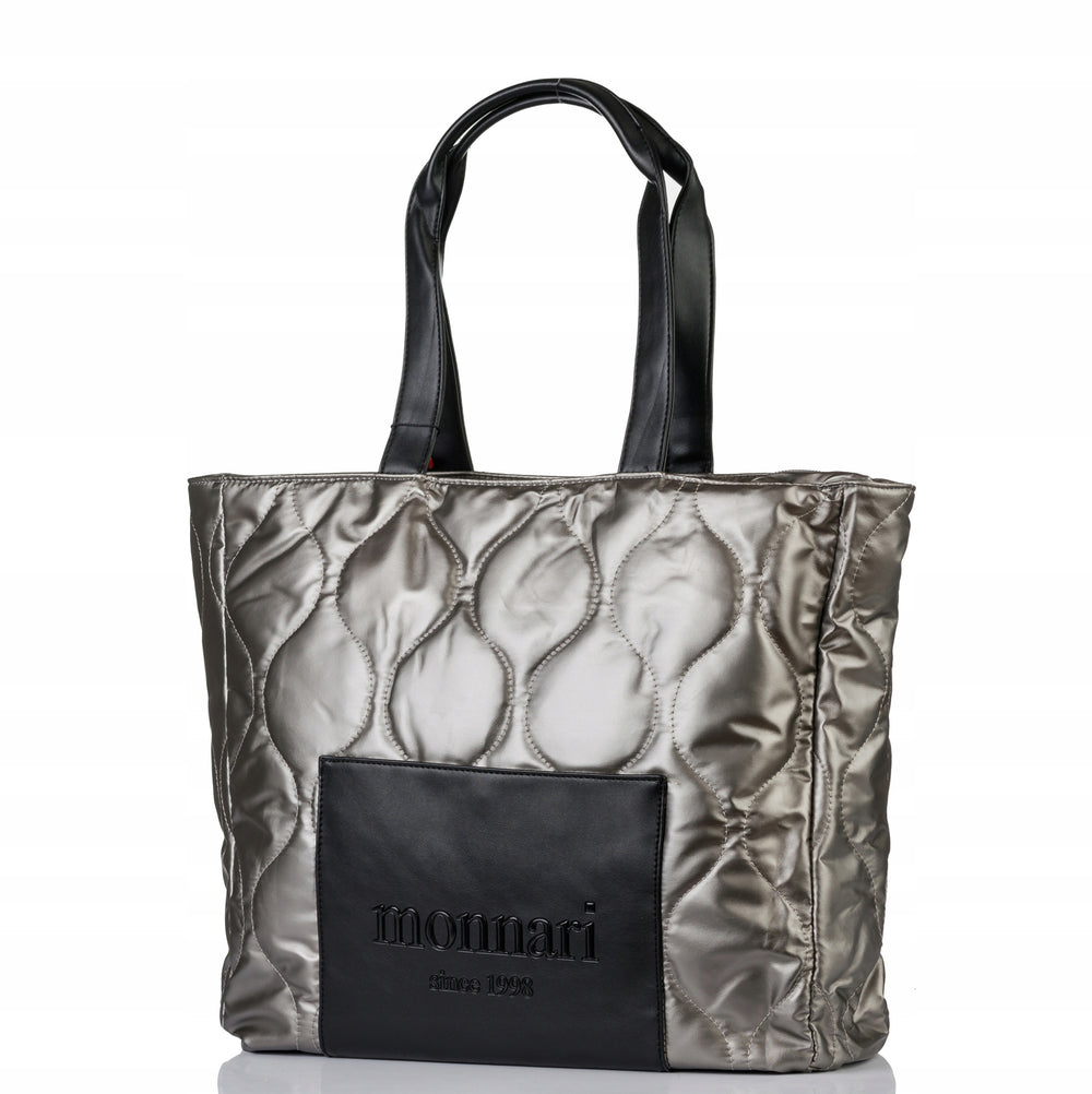 Torba shopper damska Monnari pikowana z logo – granatowa