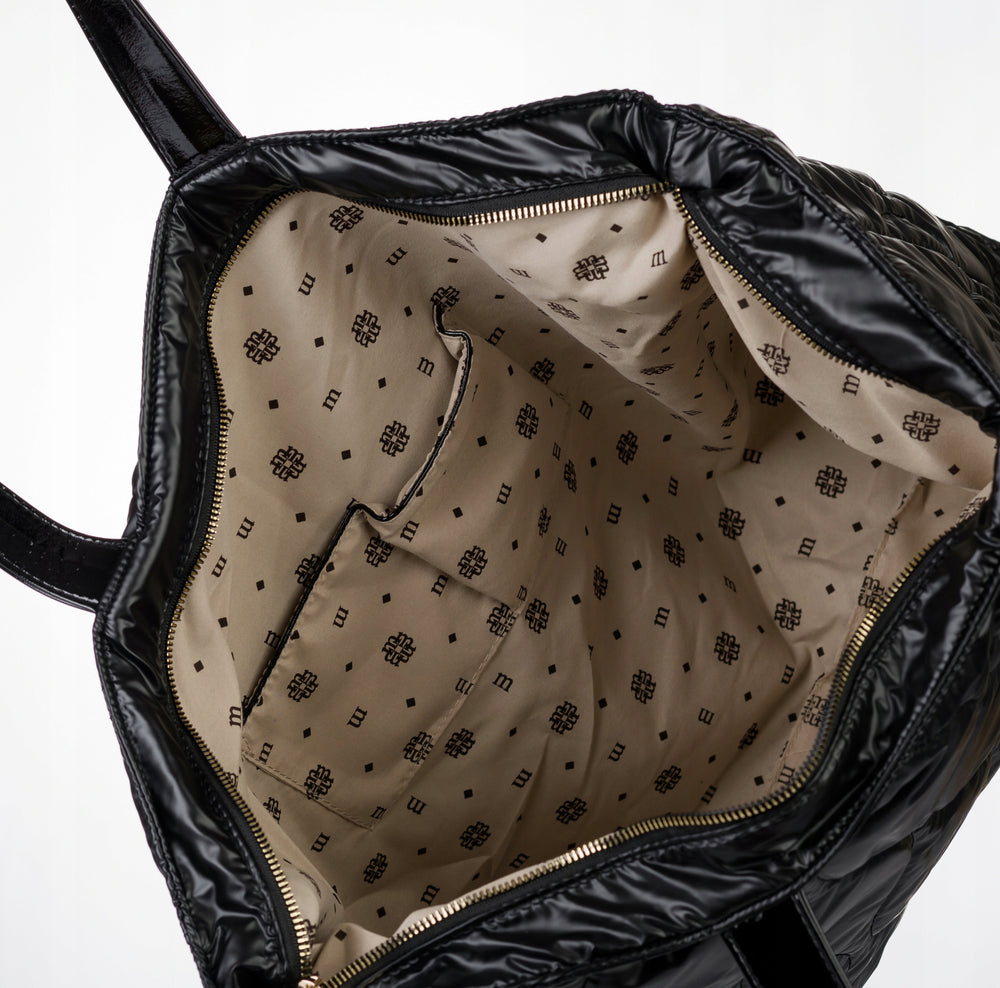 Torba shopper damska Monnari pikowana z logo – czarna