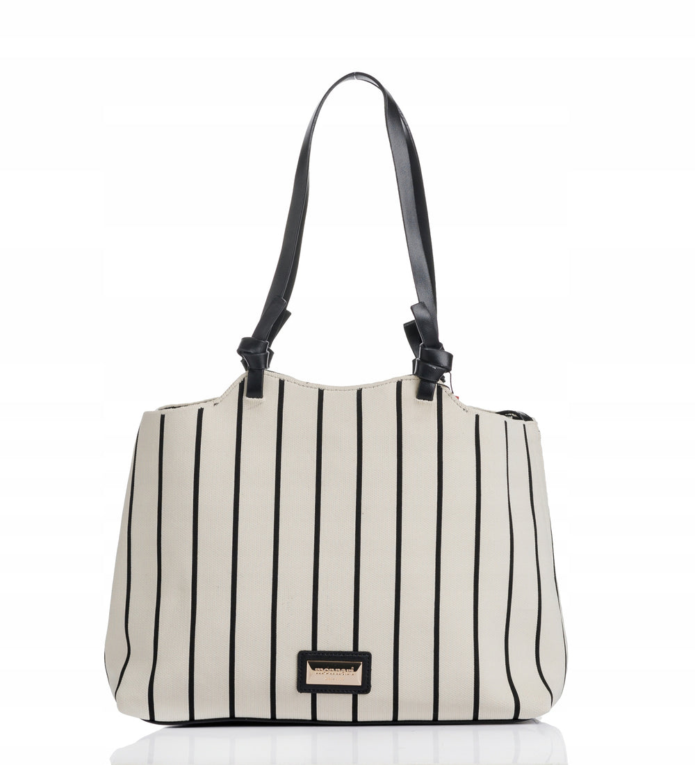 Torebka shopper z listonoszką 2w1 Monnari – biało-czarna