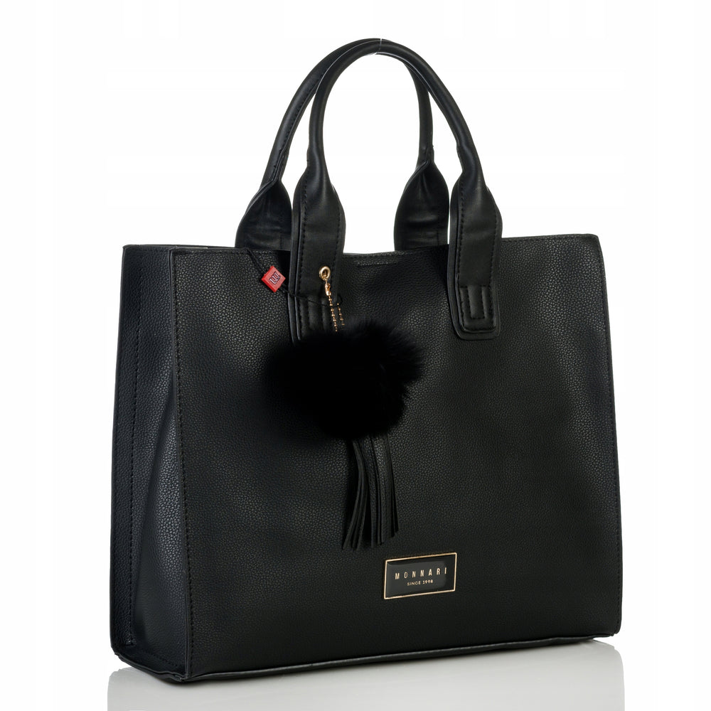 Torebka shopper Monnari z pomponem i frędzlami – czarna – zdjęcie 8