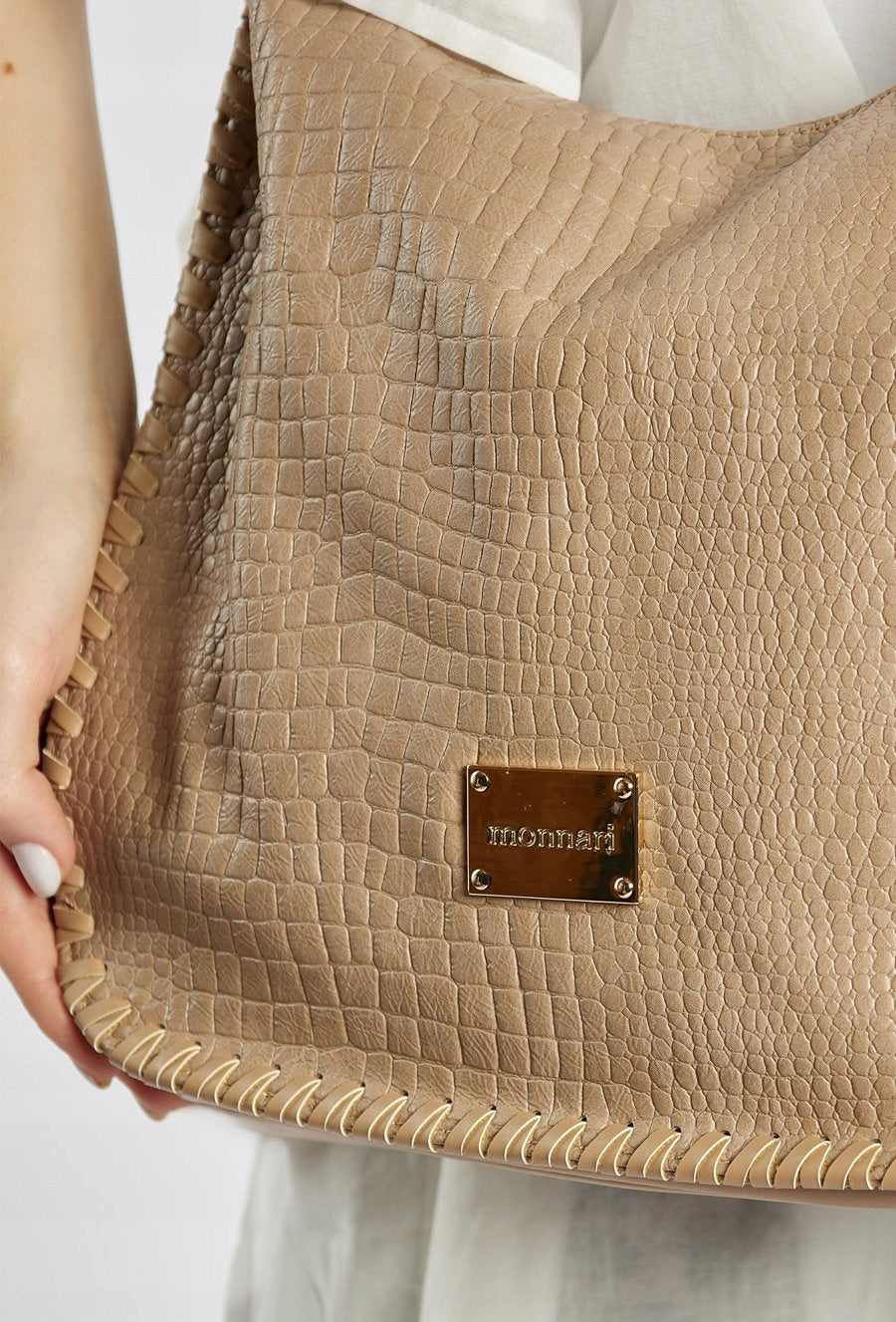 Torebka worek shopper damska Monnari na ramię – nude