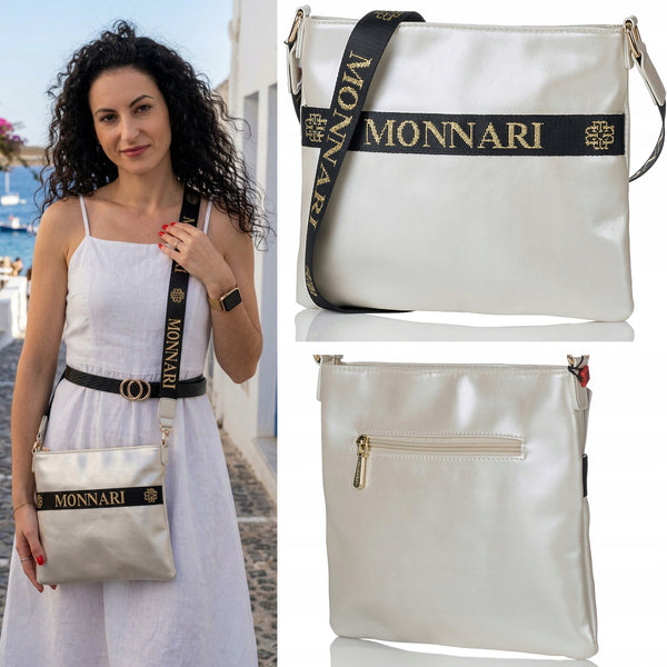 Listonoszka pikowana Monnari perłowa, crossbody