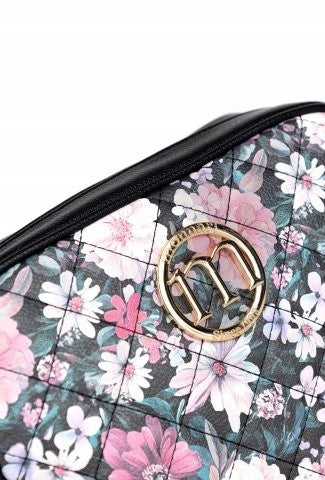 Listonoszka crossbody Monnari w kwiaty – czarno-różowa