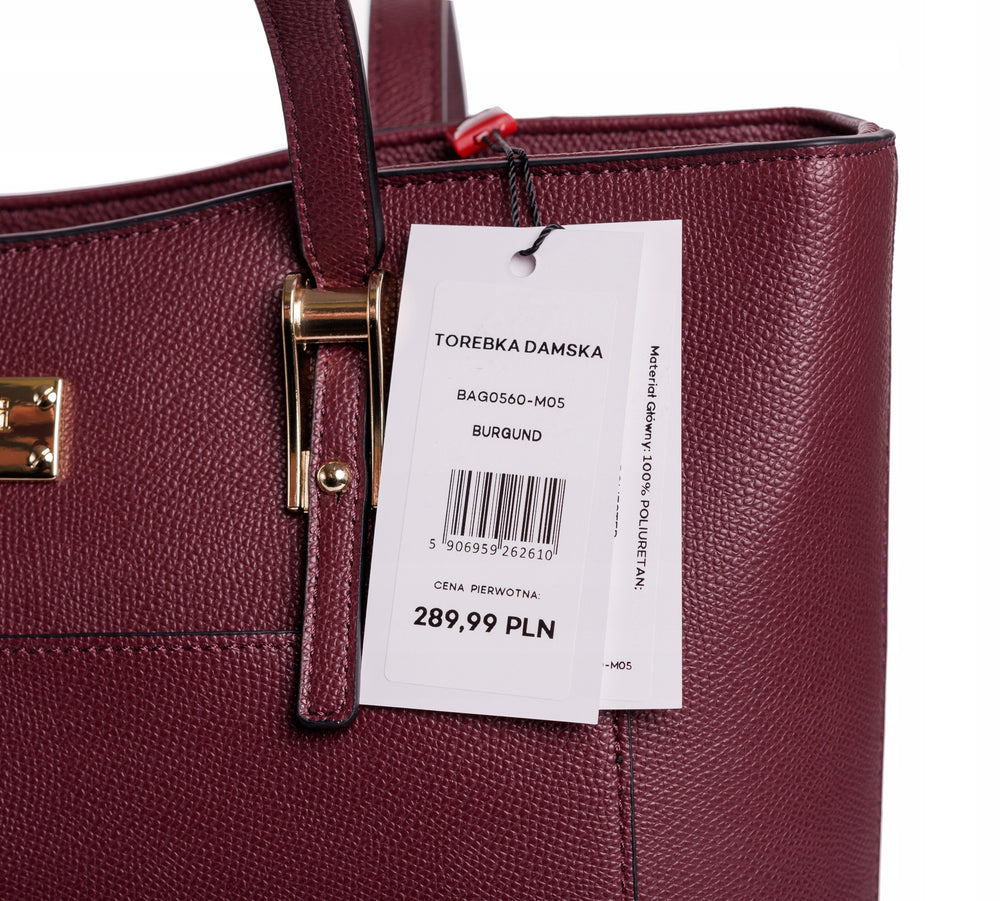 Torebka kuferek shopper Monnari miejska, do pracy – burgundowa