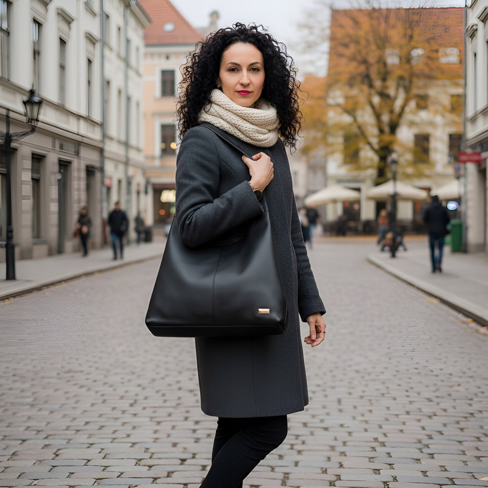 Torebka shopper damska Monnari 3-komorowa – czarna