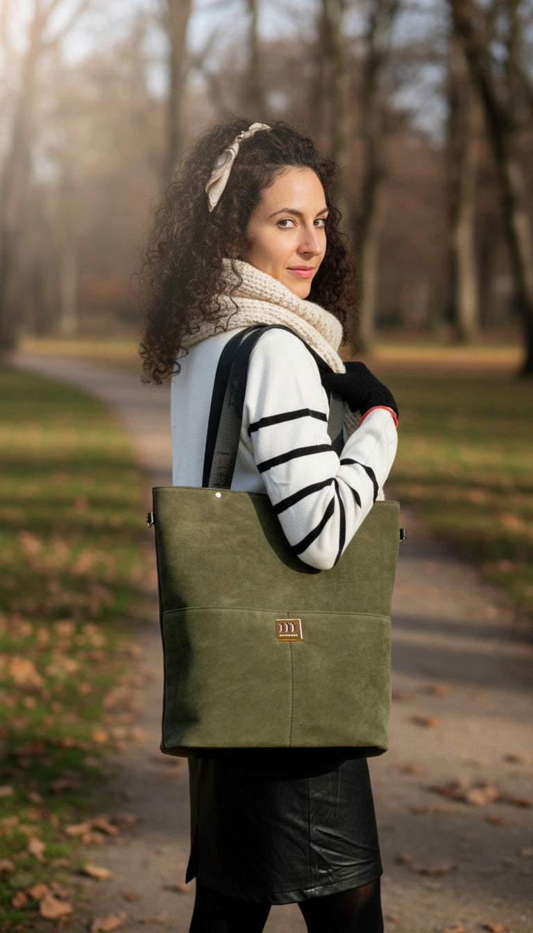 Torba shopper damska Monnari zamszowa – zielona