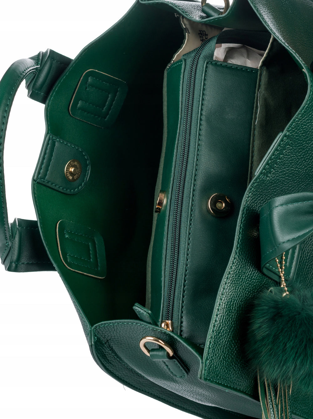 Torba shopper Monnari z pomponem, miejska – zielona