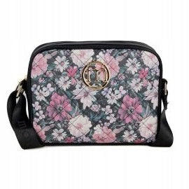 Listonoszka crossbody Monnari w kwiaty – czarno-różowa