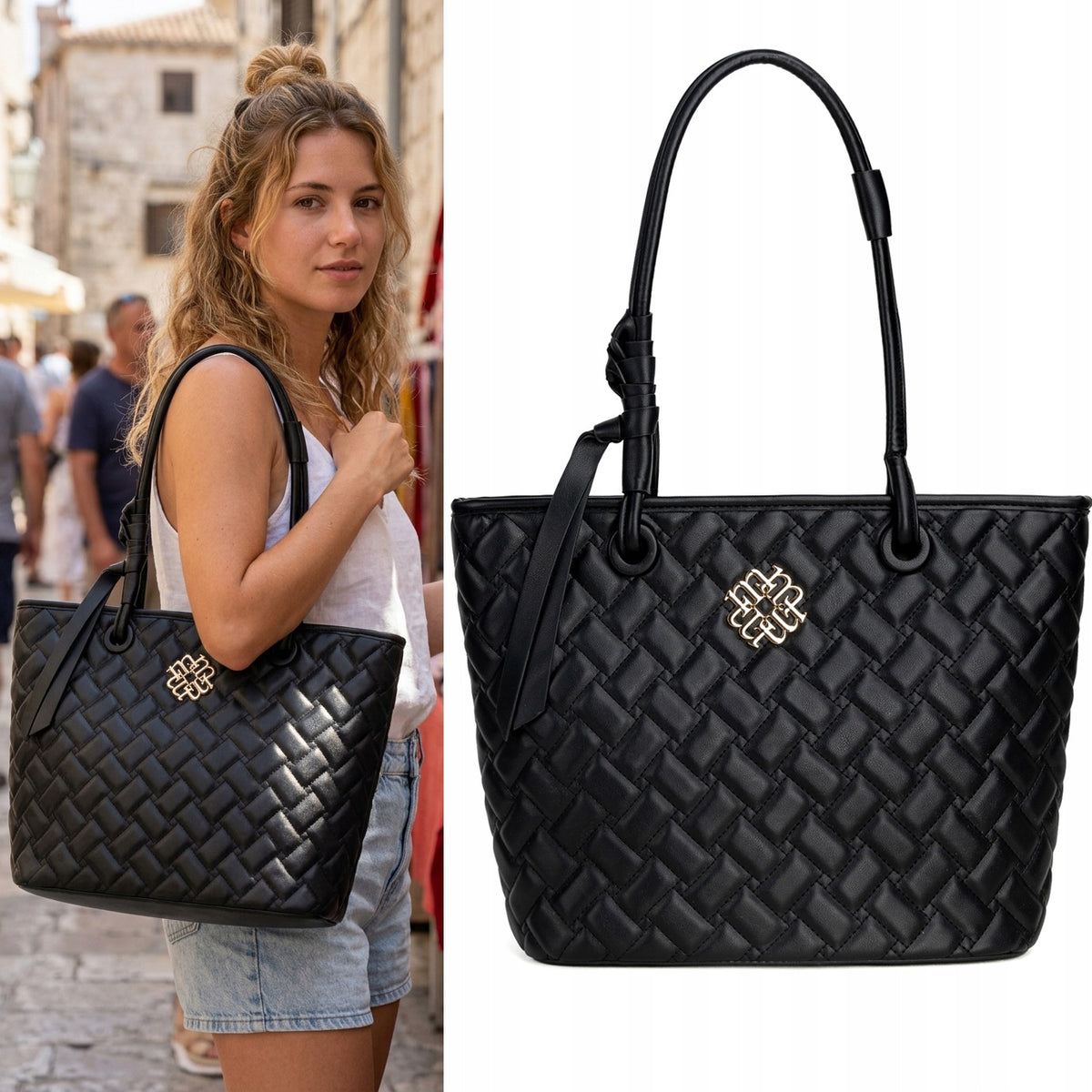Torba shopper damska Monnari duża na ramię – czarna