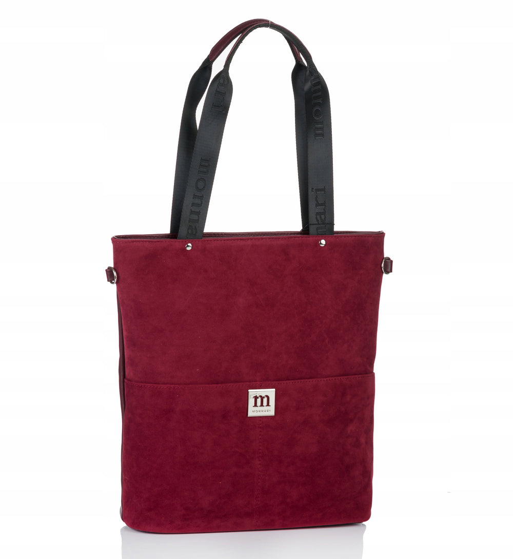 Torba shopper damska Monnari zamszowa – burgundowa