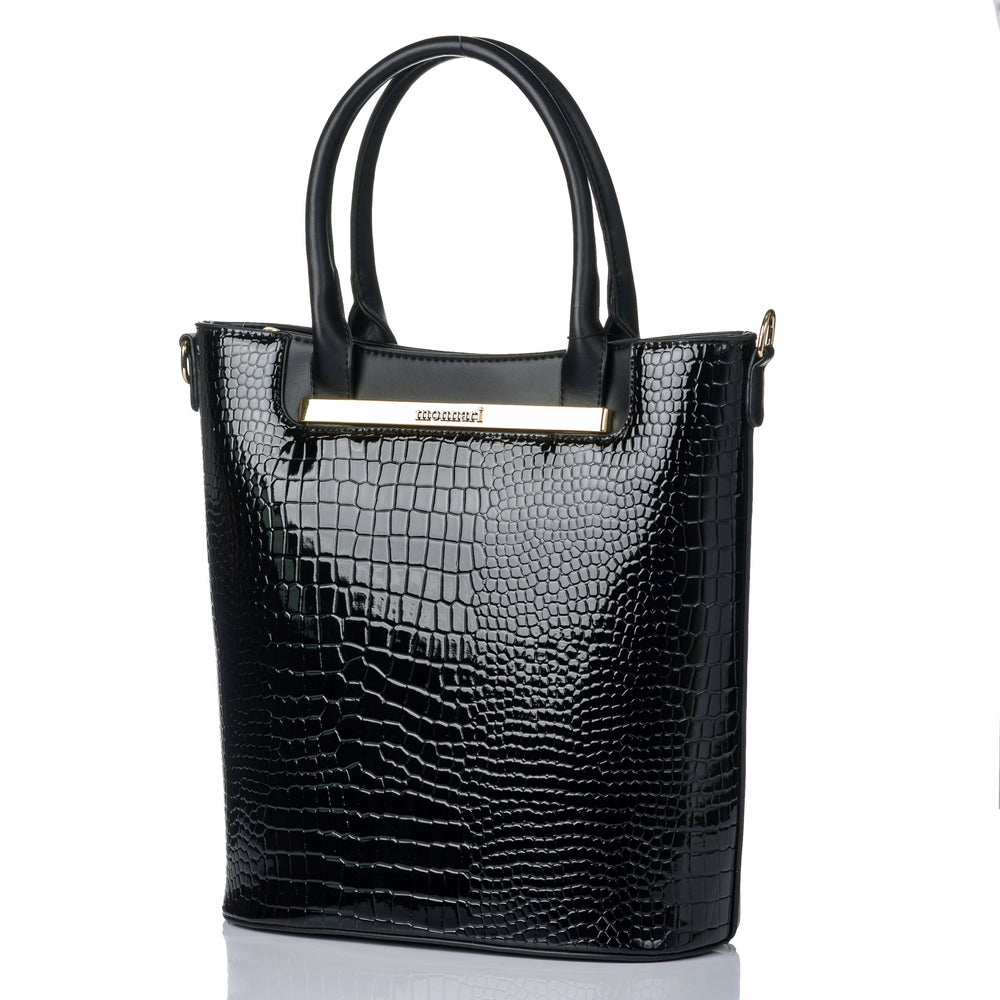 Torebka shopper Monnari lakierowana, mieszcząca A4 – czarna – zdjęcie 5