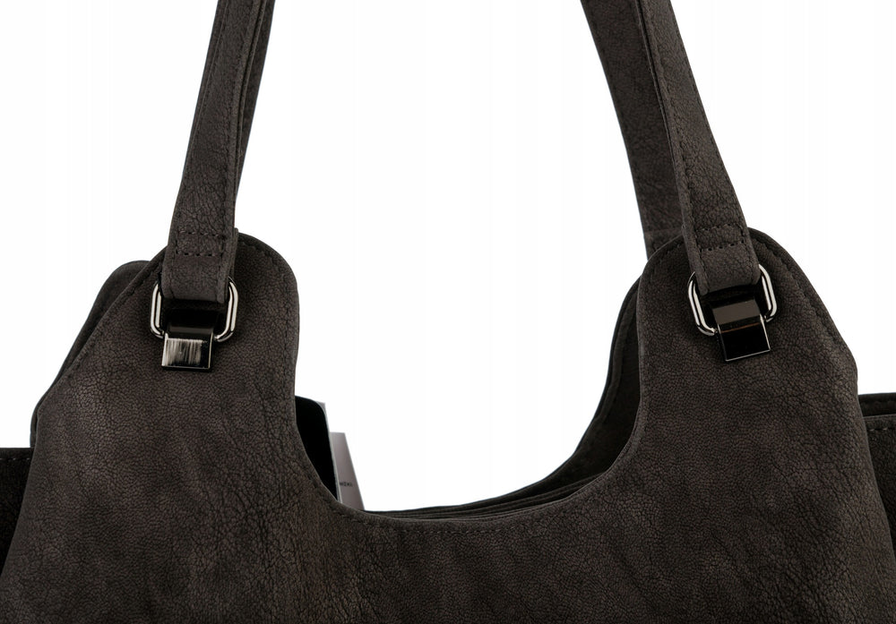 Torebka shopper worek Monnari 3-komorowa – ciemnobrązowa – zdjęcie 12
