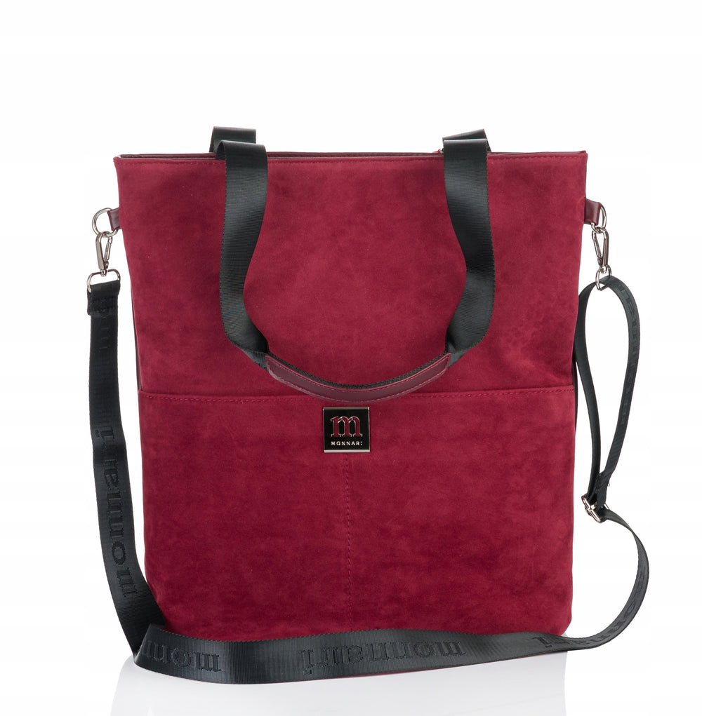 Torba shopper damska Monnari zamszowa – burgundowa