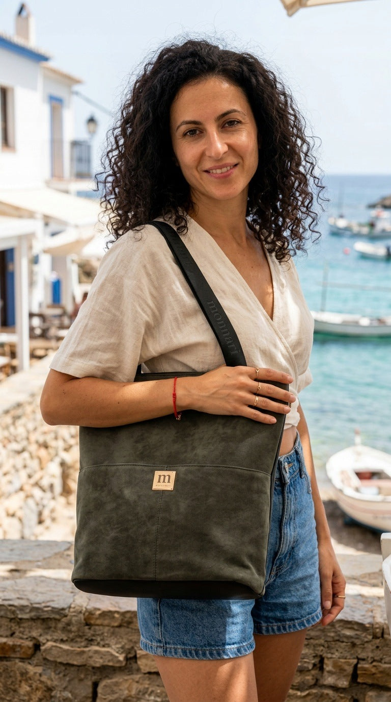 Torba shopper damska Monnari zamszowa – czarna