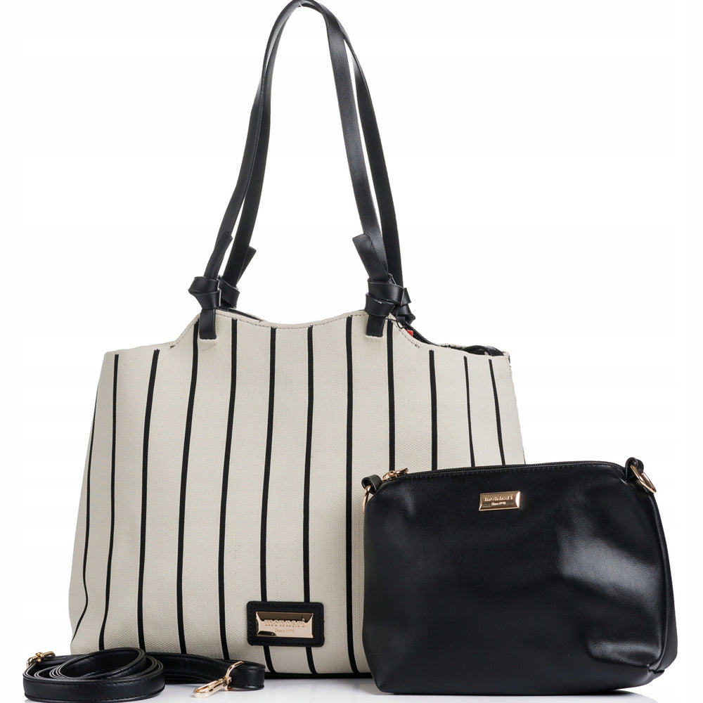 Torebka shopper z listonoszką 2w1 Monnari – biało-czarna