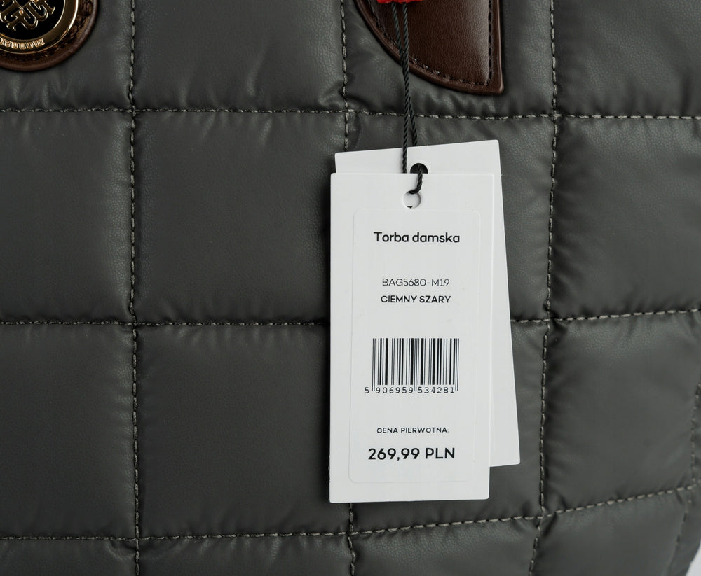 Torba shopper damska Monnari duża z szarym paskiem